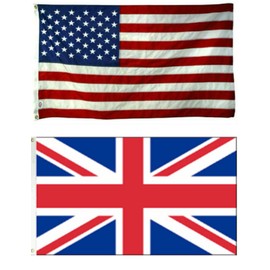 AES Wholesale Combo USA American & UK United Kingdom 12"x18" Polyester Flags