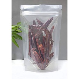 Rightpak Clear Stand Up Pouches 100 Pieces 13cm x 21cm, Heat Resealable Smell Proof For Food Storage, Tear Notches Packaging Bags