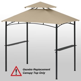 COOSHADE Grill Gazebo Replacement Canopy Roof Outdoor Double Tiered Barbecue Gazebo Top Cover Fit for Model L-GG001PST-F (Beige)