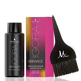 Igora Vibrance 5-67 Light Brown Chocolate Copper Demi-Permanent Tone on Tone Alcohol Free Liquid Hair Color 60 ml and M Hair Designs Tint Brush (Bundle 2 items)