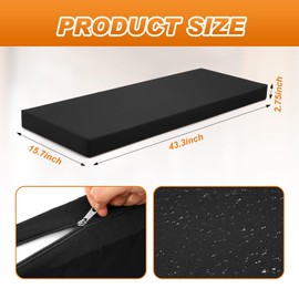 Tudomro Polyester Seat Cushion for Sauna Seat Cushion for 2 Person Sauna Waterproof Mat 43 x 16 Inches Bench Accessories, Infrared Resting Spa(Black)