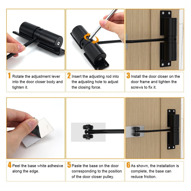 Door Closer, Quiet Automatic Door Closer for 30 kg Doors,