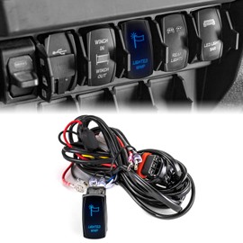 WeiSen 180W Plug & Play Lighted Whip Wiring Harness Kit with Pulse Power Bar Plug Connector Relay Fuse, 16AWG 2 Lead 12V On Off Rocker Switch Compatible with Polaris RZR General Ranger Pulse Bus bar