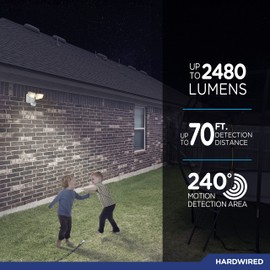 Enbrighten 2-in-1 LED Flood Light Outdoor, Security Light, 2480 Lumens, 2 Adjustable, 2200K-5000K, Motion Sensor Outdoor Light, White, 2 Head, Perfect for Driveway, Patio, Garage, and More, 40940