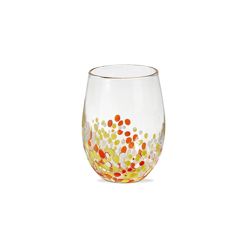 tag 16 oz. PebbleGlass Stemless Wine Orange Multi Dishwasher Safe