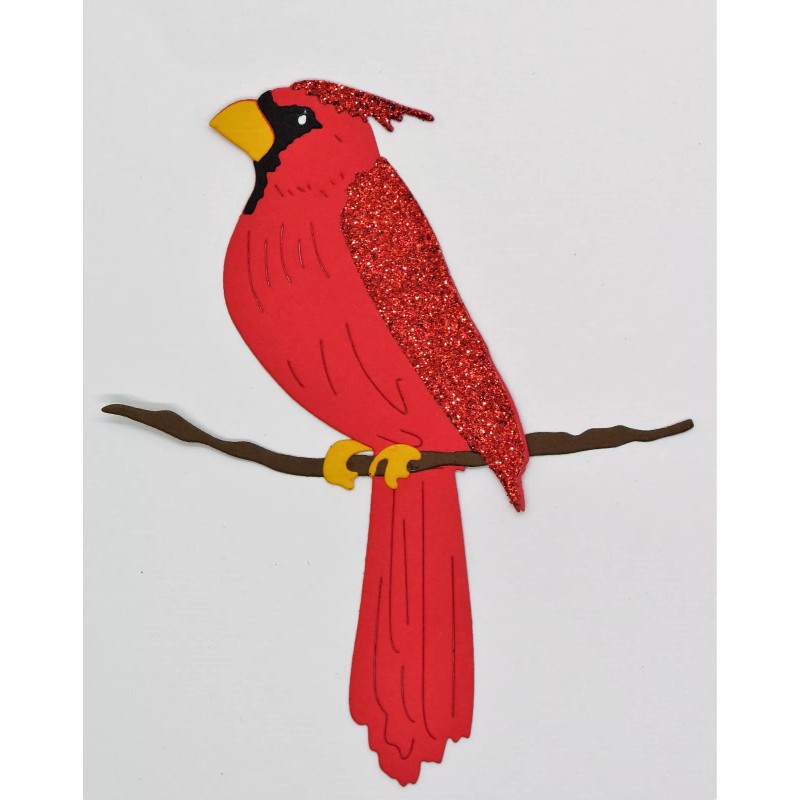 Winter Cute Bird Cardinal Christmas Die Cut Paper Scrapbook Embellishment
