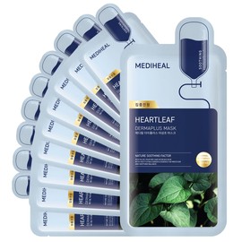 Mascarilla vegana diaria Dermaplus Heartleaf (10 unidades) para calmar la piel con pantenol y ácido hialurónico, mascarilla coreana para el cuidado personal de la piel