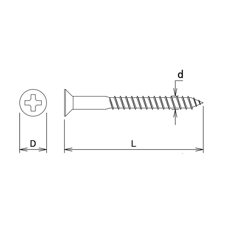 DAIDOHANT 10173906 Uniqlo Wood Screws, Countersunk Head (Nominal Diameter d)