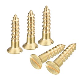 sourcing map Brass Wood Screws, 40Pcs M3.5 x 16mm Slotted Drive Flat Head Self Tapping Screw Countersunk for Woodworking Furniture