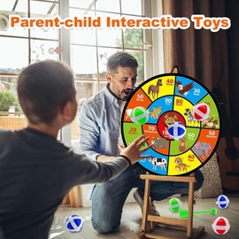 Dart Board with Balls for Kids 3-5： 29" Large Double-Sided Board Games Toys for Kids Ages 4-6 8-12 - Indoor Outdoor Activities Party Games - Birthday Gifts for 3 4 5 6 7 8 9 11 12 Year Old Boys Girls