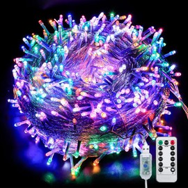 L LAMPOP Firecracker String Lights 200LED Starry Lights 8 Modes USB with Remote Waterproof Indoor Outdoor Decorative Fairy Lights for Camping Bedroom Wedding Party Family Garden (Multicolor)