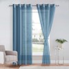 DWCN Blue Sheer Curtains with Tiebacks Semi Transparent Voile Grommet