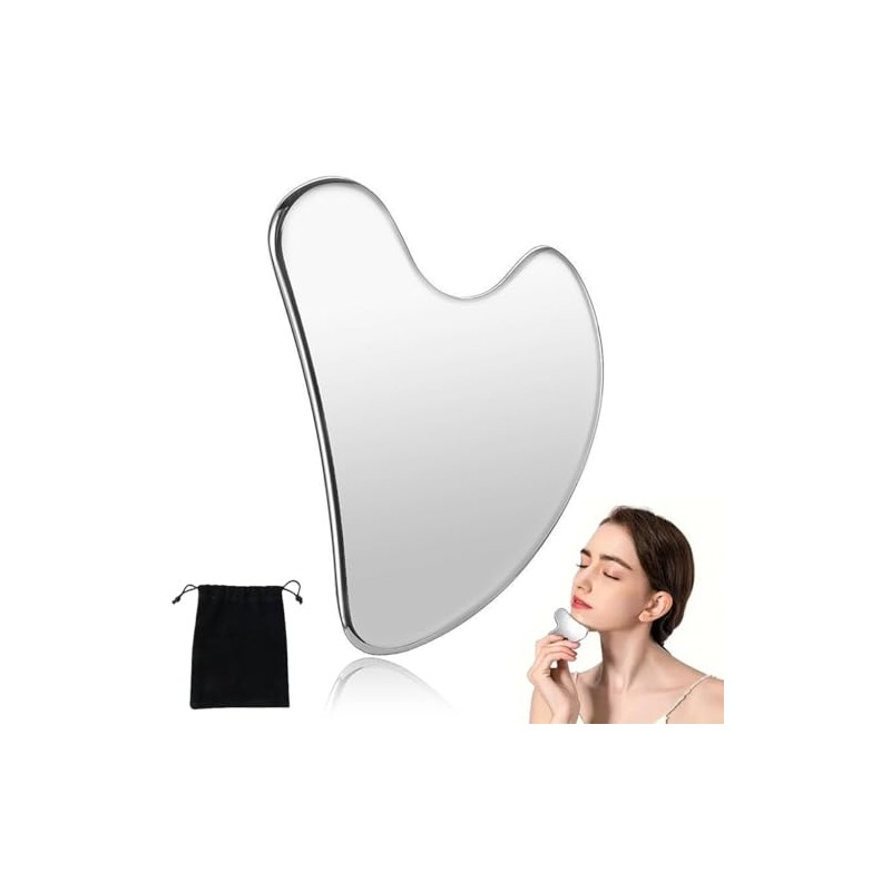 Herramienta de Gua Sha Facial de Acero Inoxidable, Herramienta Guasha