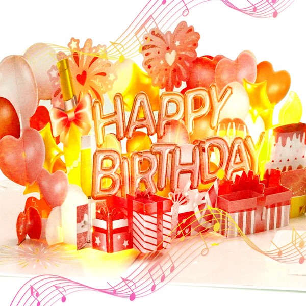 Ribbli Birthday Cards for Women Light and Musical Happy Birthday