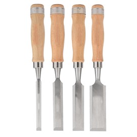 Shengsenfu 4 Pcs Wood Chisel Set, Carbon Steel, Bevel Edge, Ideal for Wood Carving, Engraving & Construction