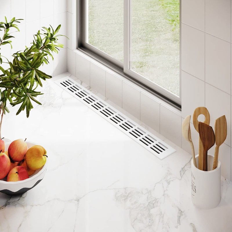 MS Beschläge RAL9016 Ventilation Grille 60 mm Wide Powder-Coated Aluminium