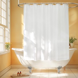 Seenus 72 x 60 inch Short Fabric Shower Curtain Liner with 3 Large Magnets, Waterproof Cloth Shower Liner Shorter, Neutral White 60'' Bathtub Curtain Lightweight Machine Washable