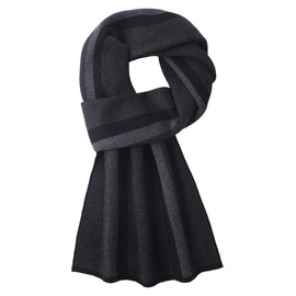 WANYING Autumn Winter 6% Wool Men's Scarf Knitted Scarf Wool Scarf for Men Fashion Chic Casual Business - Slim Striped Black & Grey, J11 Slim Striped Black & Grey