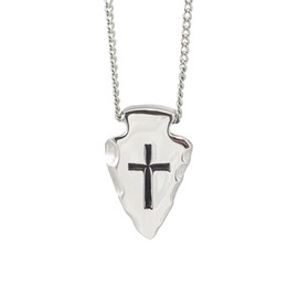 Shields of Strength Men's Stainless Steel Arrowhead Necklace - Genesis 27:3