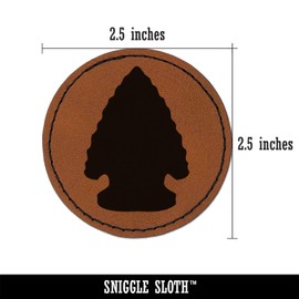 Native American Arrowhead Obsidian Stone Indian Round Iron-On Engraved Faux Leather Patch Applique - 2.5 Inch - Brown