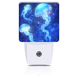 FOISIIAEA Night Light Magic Glowing Jellyfish Night Lights Plug into Wall Smart Dusk to Dawn Sensor 0.5W Energy Efficient Led Lamp for Men Women Bedroom Bathroom Hallway Stairway Decor