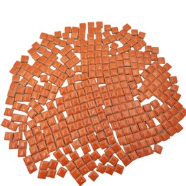 1.2x1.2cm (12/25 inch) Square Ceramic Mosaic Mosaic Tiles,1.1lb Ceramic Mosaic Pieces DIY Hobbies Handmade for Craft Bathroom Kitchen Home Decoration (Orange)