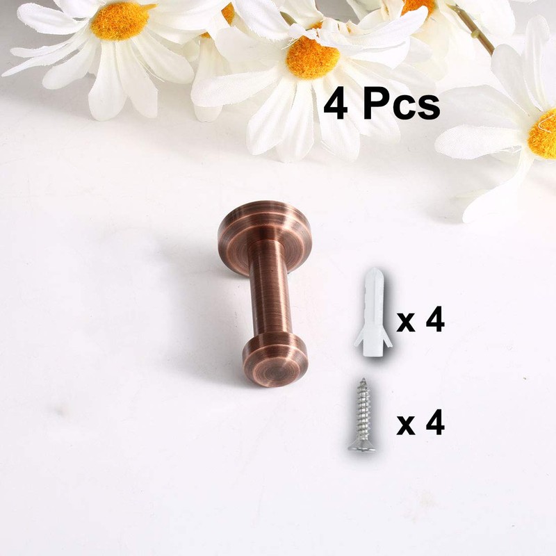 sourcing map 4pcs Wall Hook Copper Wall Mounted 1.8 Inch