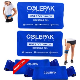 ColePak Comfort Hot & Cold Ice Packs for Injuries Reusable Gel (4 Pc Set) for Pain Relief, Joint Muscle Soreness Swelling for Knees Back Shoulder Foot