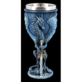 Dragon Fantasy Drinking Goblet Sea Blade Design by Ruth Thompson | Wine Cup Decorative Item with Stainless Steel Insert H 18 cm