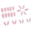 24-pack Long Press-On Nails with Glossy French Tips and Charms