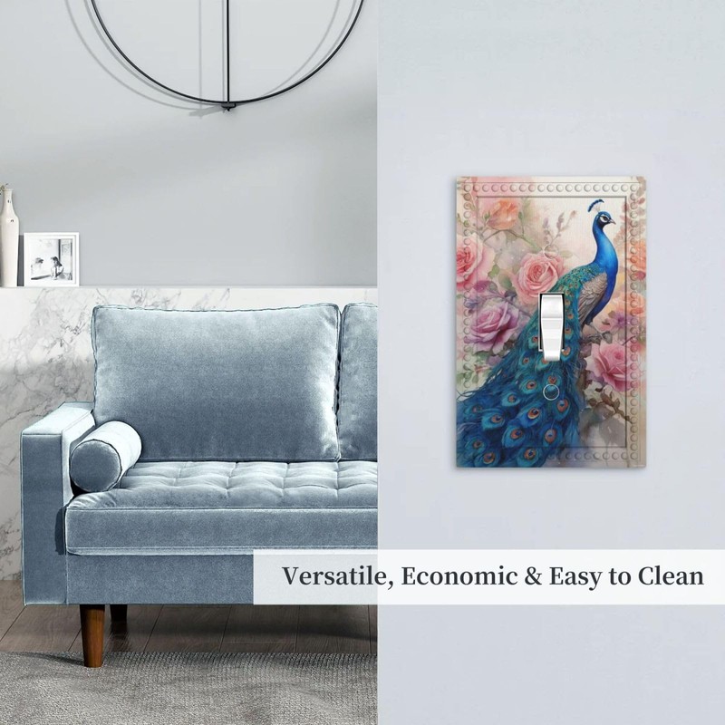HLCoChTDecorative Art Light Switch Covers Peacock Amidst a Blush of