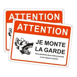 Andchi 2-Piece Warning Sign with German Text "Vorsicht vor Dem Hund" [German Language]