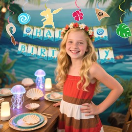 LaVenty Moana Birthday Banner Moana Birthday Party Decoration for Tropical Luau Summer Party