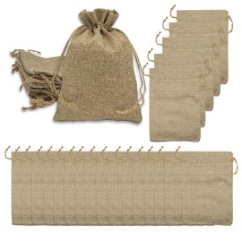 Pack of 50 Jute Bags, Fabric Bags Small with Drawstring 7 x 9 cm, Bags for Filling, Linen Bags, Small Gift Bags for Jewellery, Wedding, Party, Christmas