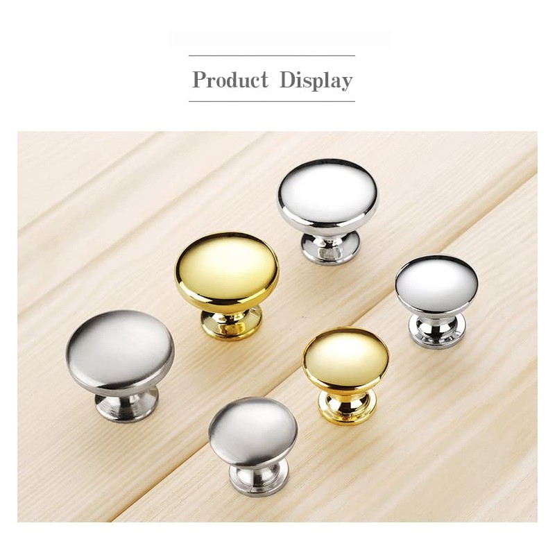 NC 6 Pieces Solid Small Gold Cabinet Knobs Round Mushroom
