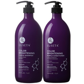 L LUSETA Color Brightening Purple Shampoo and Conditioner Set for Blonde and ...