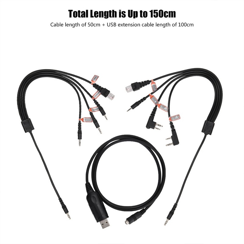 150cm 8 in 1 USB Program Cable Walkie Talkie Programming