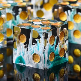 SIQUK Set of 6 Dice 6-Sided Dice 16 mm Game Dice DND for Dungeons and Dragons RPG MTG Table Games, Wave Green