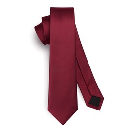 HISDERN Men's Tie Slim Plain Silk Ties for Men Classic Formal Elegant Tie Wedding Party Business Tie 6 cm, burgundy