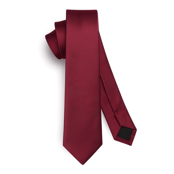 HISDERN Men's Tie Slim Plain Silk Ties for Men Classic