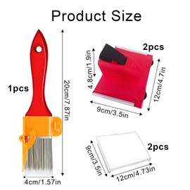 6 PCS Paint Edger Tool Set, Cutting in Paint Brush with Red Handle Durable Cutting in Tools for Painting with 2 Replacement Pads and 1 Sponge, Paints Edger for Cutting in Edging Paints Brush