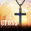 YEESIA Black Cross Necklace S925 Sterling Silver Blue Zircon Cross