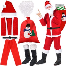 LPAOIS 7-Piece Santa Claus Costume Men's Set Costume for Santa Claus Costume - Santa Costume - for Christmas Party Cosplay - Men/Adults