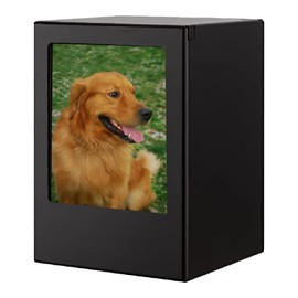 Cuodia Dog Urn for Ashes - XL Black Wood Keepsake Memorial Urn with Photo Box