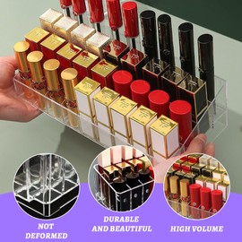 Ksvaye Lipstick Organiser, 36 Compartments, Lipstick Organiser, Acrylic Lipstick Holder, Transparent Lipstick Holder for Lipsticks, Makeup Brushes, Lip Gloss, Lipstick, Eyeliner (26.5 x 12 cm)