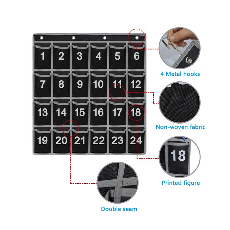 Godery Numbered Classroom Pocket Chart for Cellphone and Calculator holder,