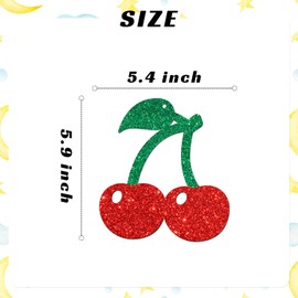 BOBYIYI Cherry Hanging Swirl Decorations Sweet Girl Birthday Baby Shower Party Decor Cherry Themed Foil Swirls Ceiling Decorations Wedding Bridal Shower Girls Gender Reveal