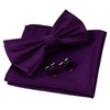 GUSLESON Mens Solid Purple Bow Tie Pre-tied Wedding Bowtie and