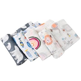 Manta Receptora para Niña,4 Pcs Muselinas para Niño Y Niña,120 * 100CM Mantas de Muselina,100% Algodón,Frazadas Protectoras de Temperatura Suave Y Tra