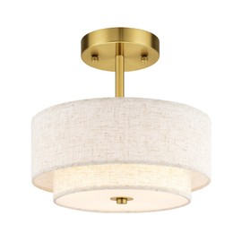 AUTELO 3-Light Drum Semi Flush Mount Ceiling Light Fixture, 12 Inch